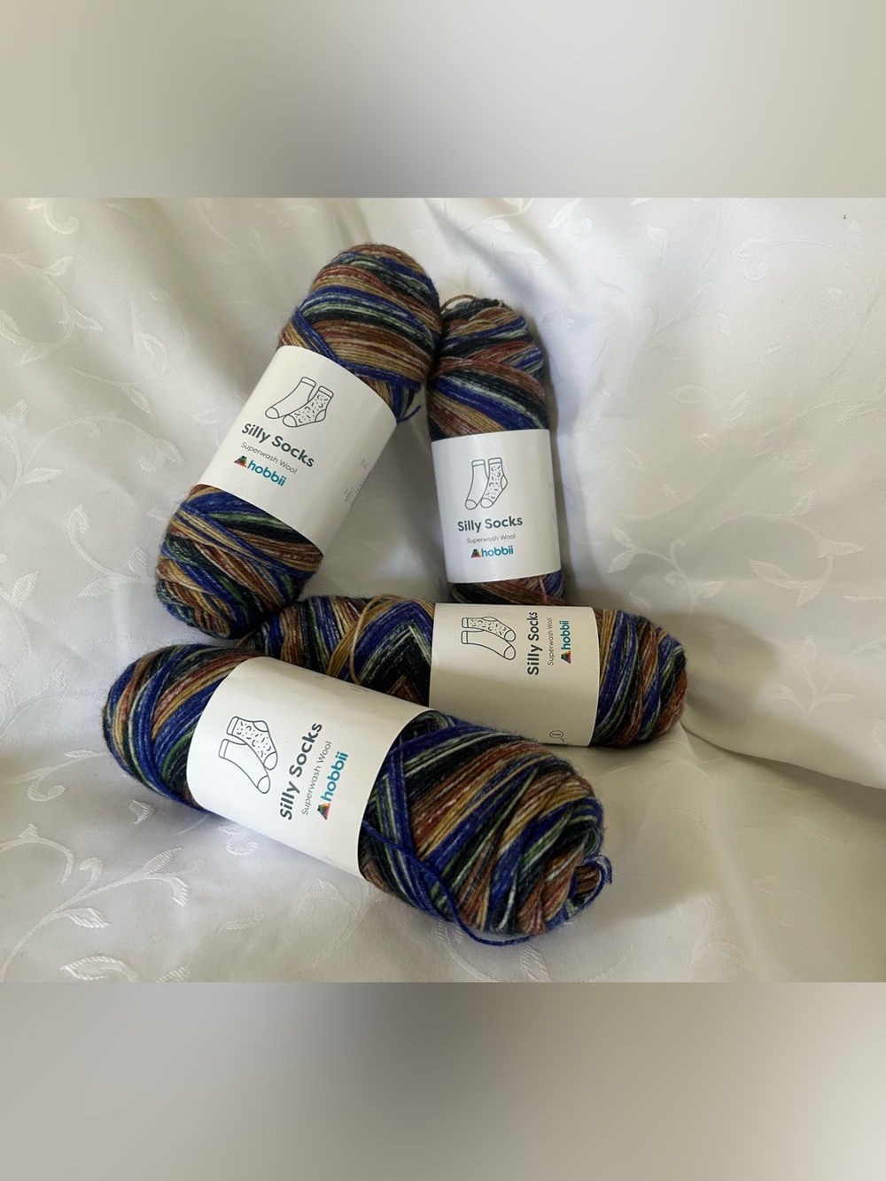 Hobbii Silly socks wool Yarn lot - Blue/Brown Mix